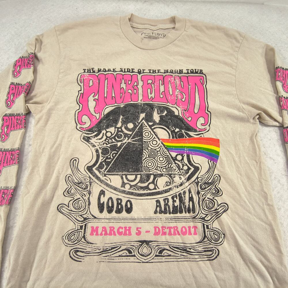 Pink Floyd The Dark Side of the Moon Tour Band Graphic Shirt Mens Size S Tan